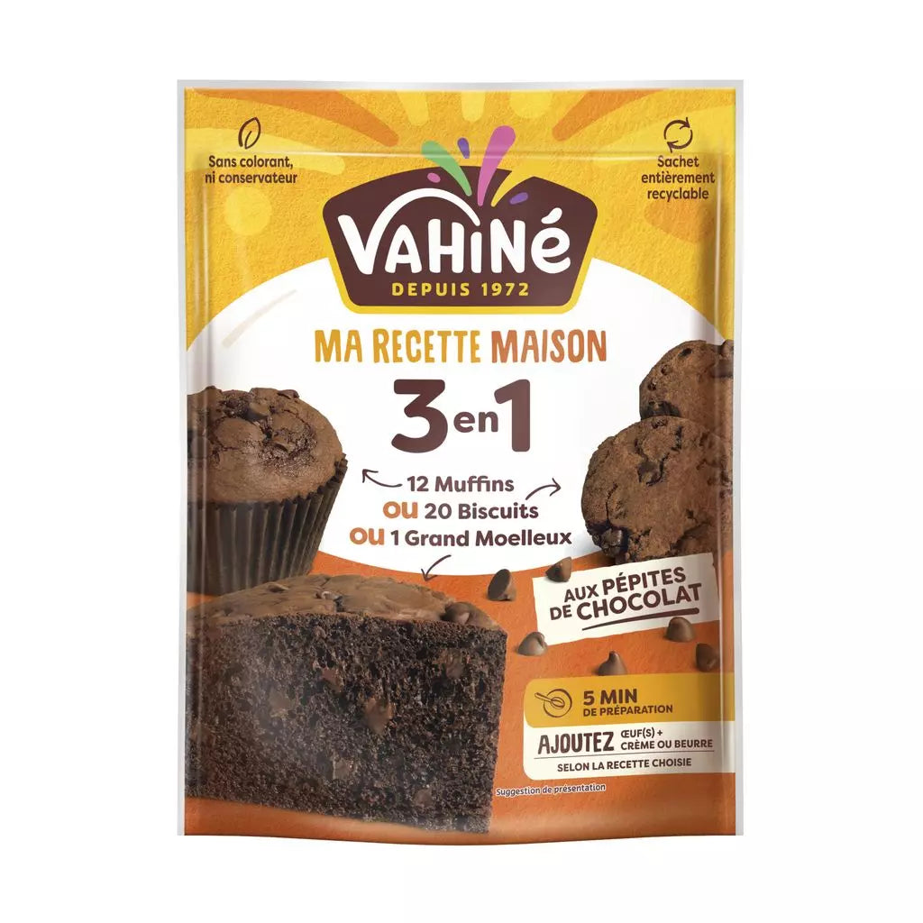 Vahine Preparation Pour Gateau 3 Recettes en 1 Cake Cookie Muffin 280g