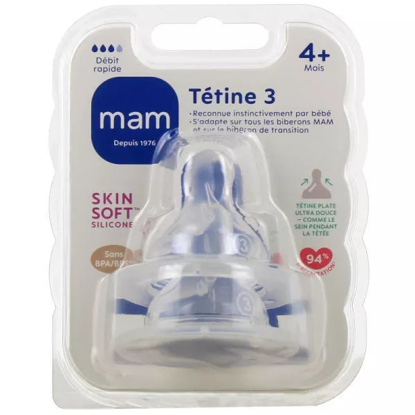 Mam Tétine Debit 3 Rapide - Silicone  (Mois 4+)