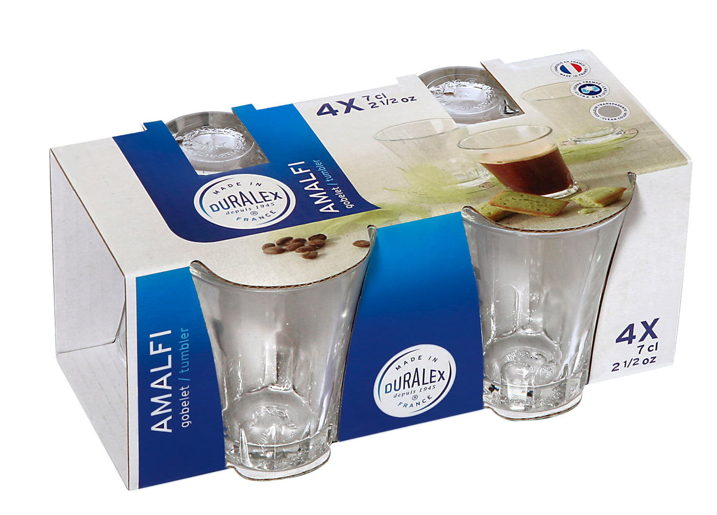 Duralex Amalfi Uncoloured Tumbler 4X7cl