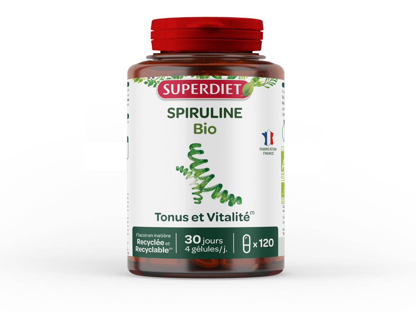 Superdiet Spiruline Bio Ecocert 120 Gelules